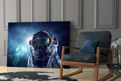 Astronaut Helmet Starfield Portrait Glass Wall Art