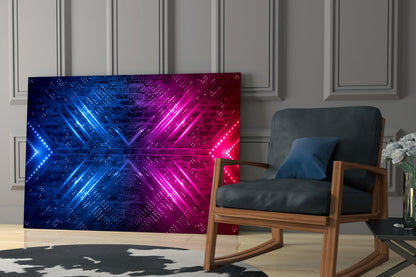 Neon Arrows on Brick Wall Glass Wall Art