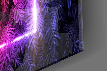 Rainbow Neon Square Foliage Glass Wall Art