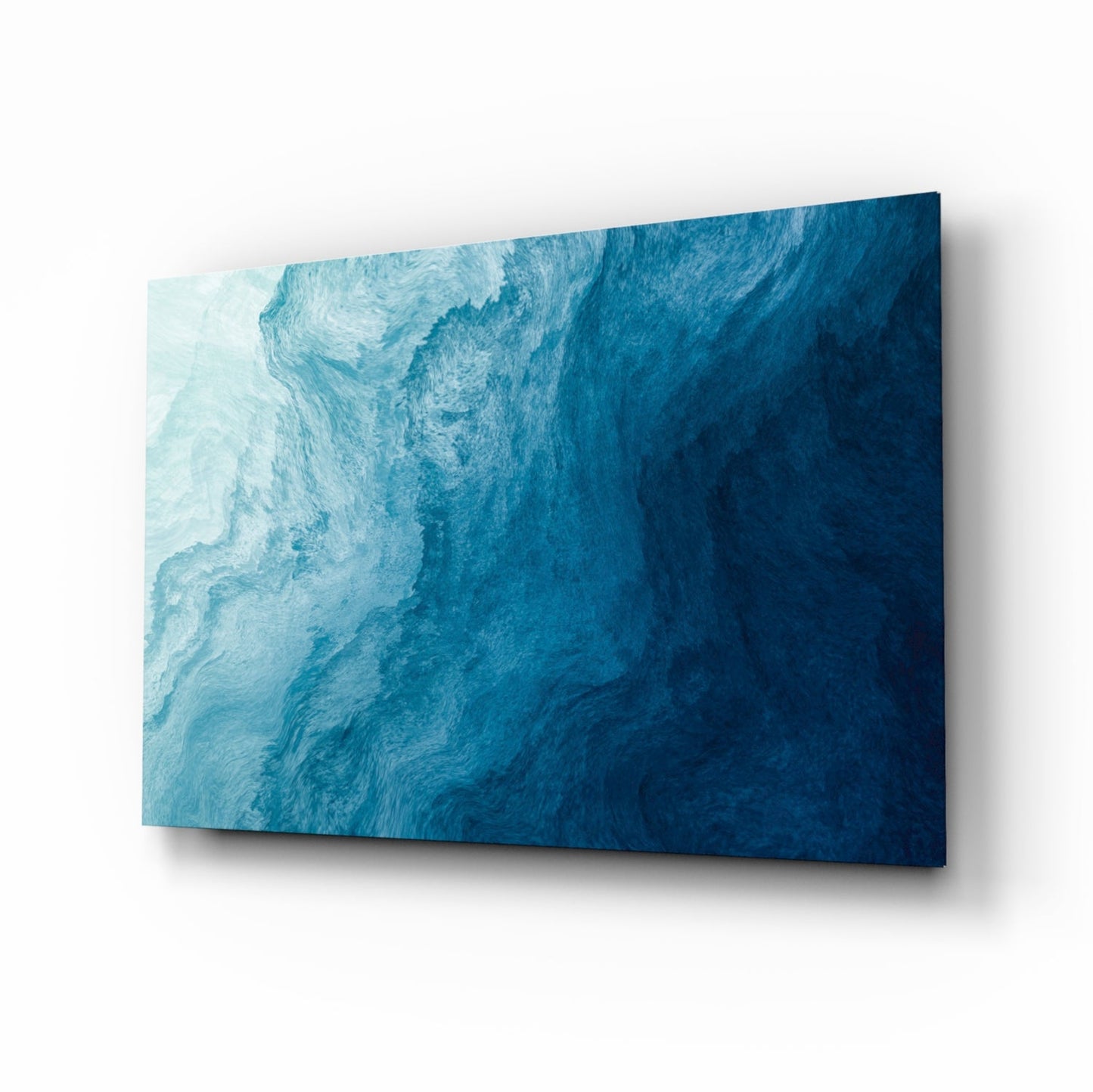 Teal Marble Current Abstract Glass Wall Art