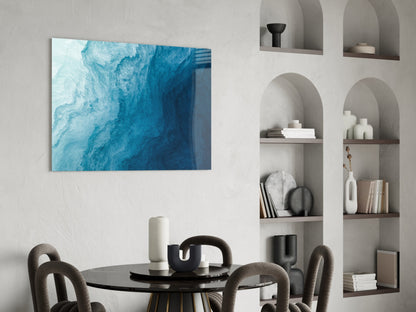 Teal Marble Current Abstract Glass Wall Art