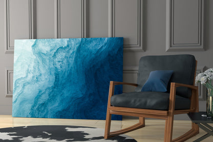 Teal Marble Current Abstract Glass Wall Art