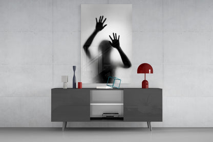 Monochrome Shadow Hands Silhouette Glass Wall Art