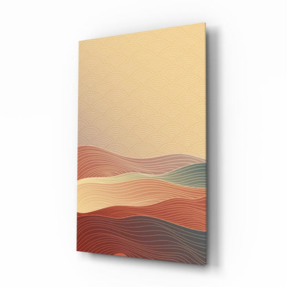 Line Art Waves Terracotta Glass Wall Art