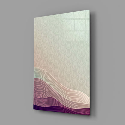 Line Art Waves Pastel Dunes Glass Wall Art
