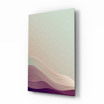 Line Art Waves Pastel Dunes Glass Wall Art