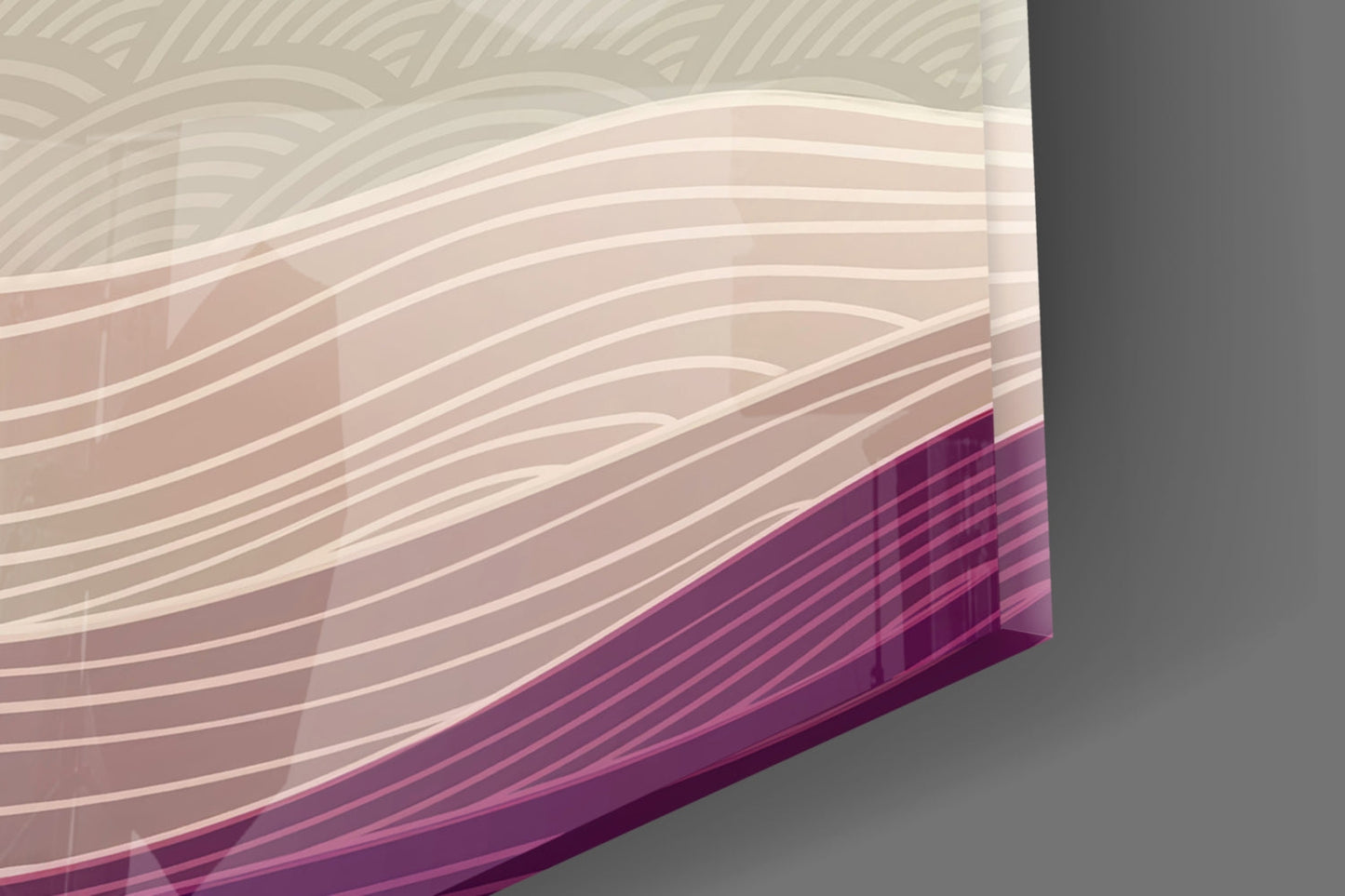 Line Art Waves Pastel Dunes Glass Wall Art