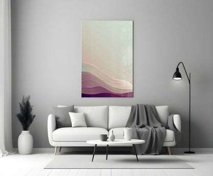 Line Art Waves Pastel Dunes Glass Wall Art