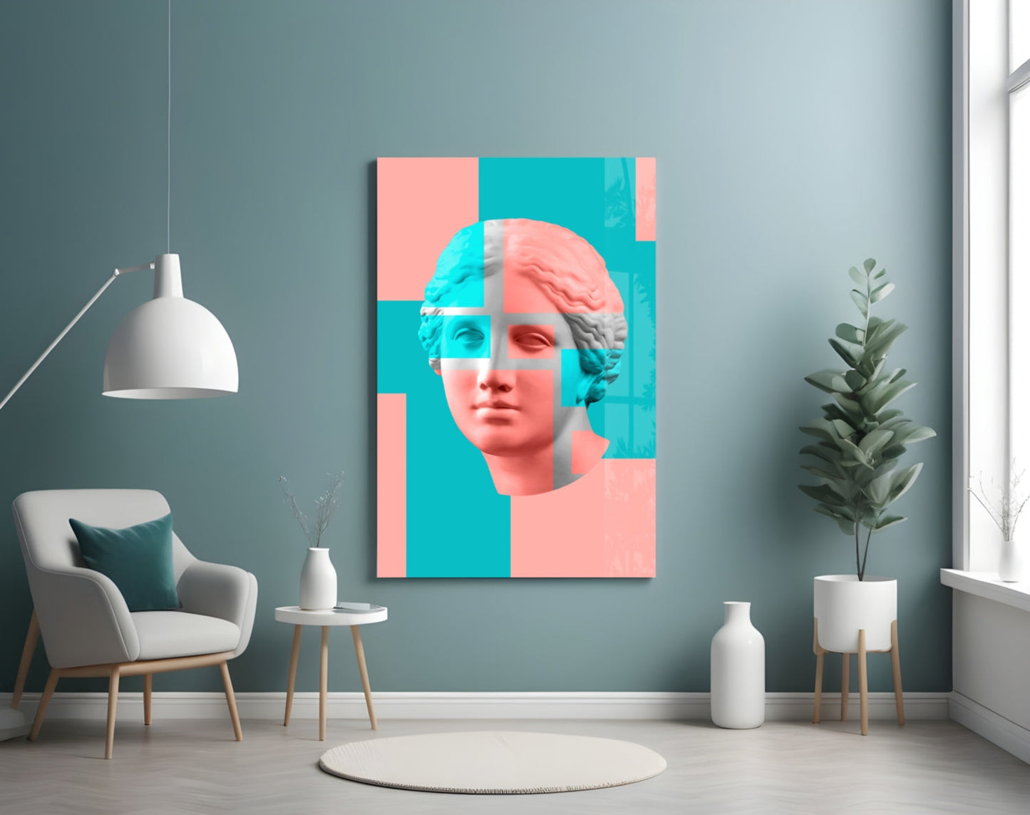 Pastel Color Block Venus Glass Wall Art