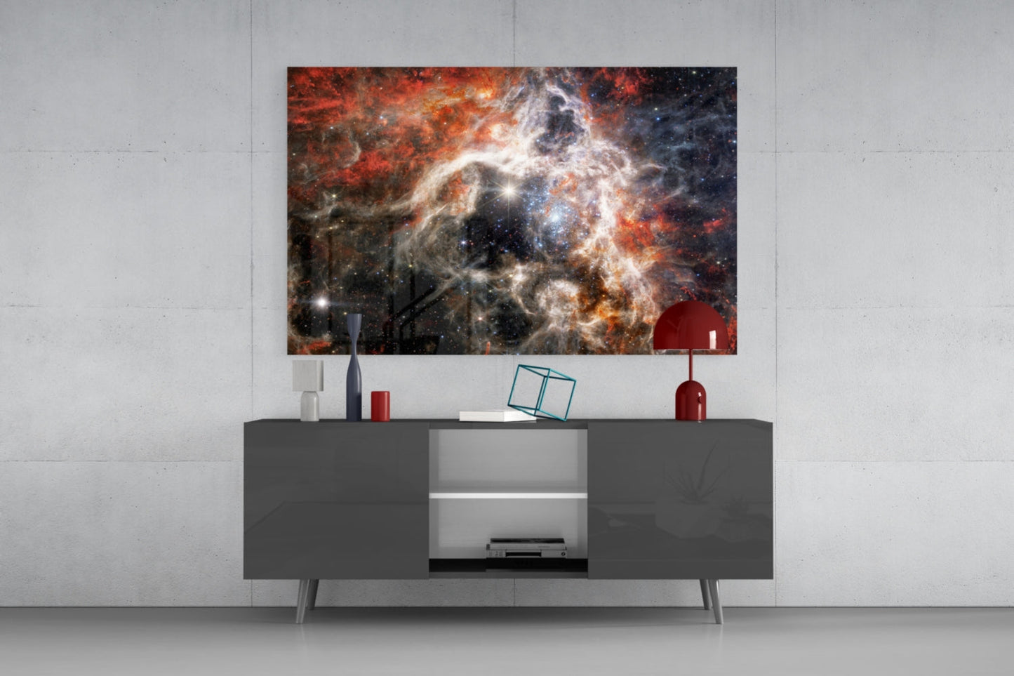 Fiery Filament Nebula Star Cluster Glass Wall Art