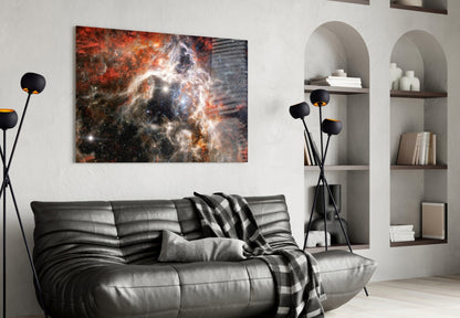 Fiery Filament Nebula Star Cluster Glass Wall Art