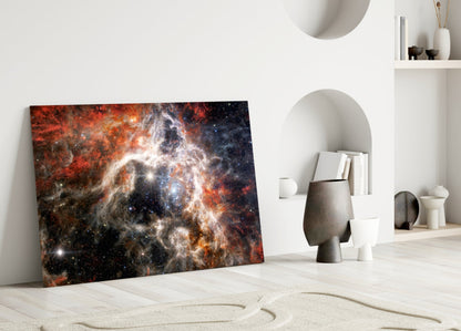 Fiery Filament Nebula Star Cluster Glass Wall Art