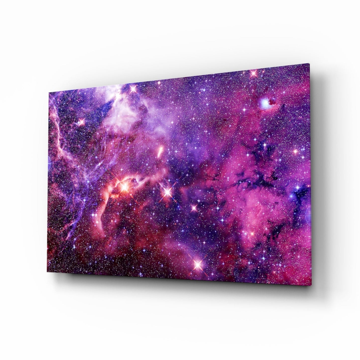 Violet Magenta Star Field Nebula Glass Wall Art