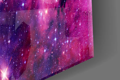 Violet Magenta Star Field Nebula Glass Wall Art