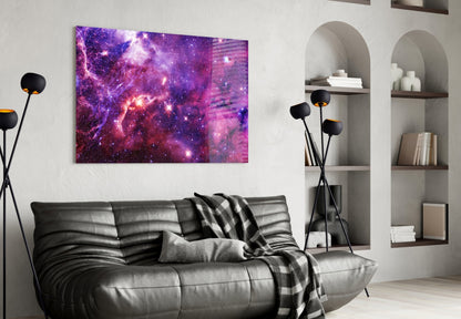 Violet Magenta Star Field Nebula Glass Wall Art