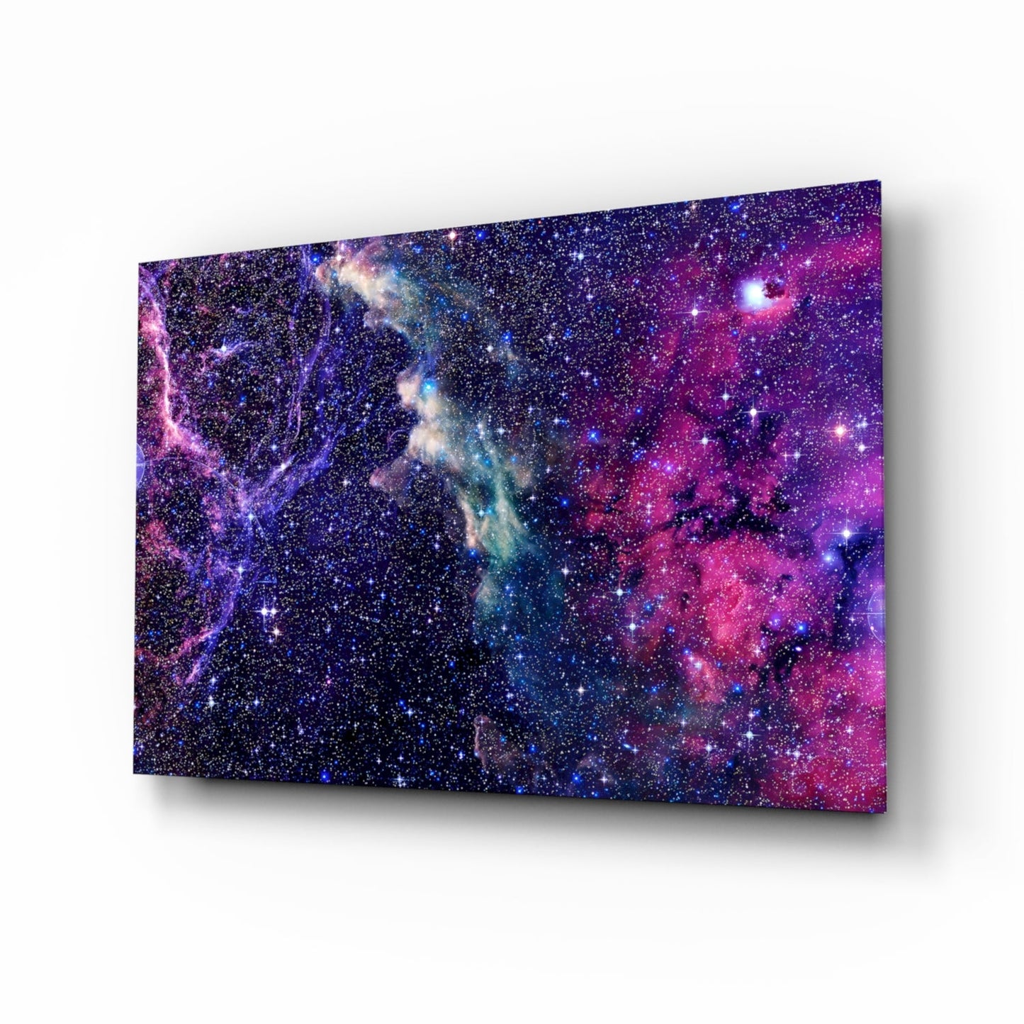 Deep Blue Violet Cosmic Nebula Clouds Glass Wall Art