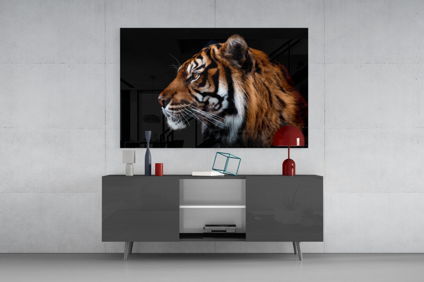 Tiger Side Profile Glass Wall Art