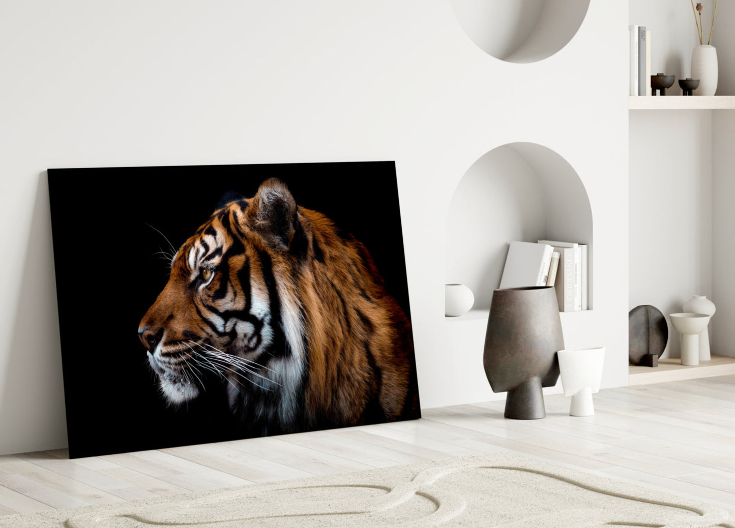 Tiger Side Profile Glass Wall Art