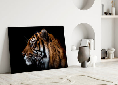 Tiger Side Profile Glass Wall Art