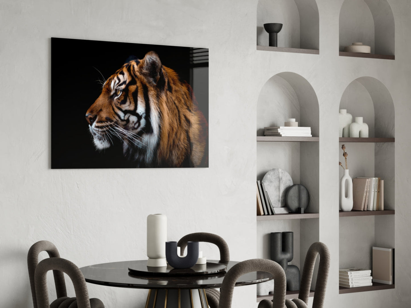 Tiger Side Profile Glass Wall Art