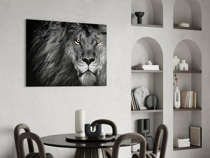 Amber Gaze Monochrome Lion Glass Wall Art