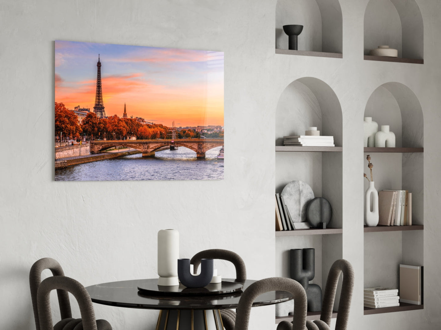 Seine River Bridge Sunset Glass Wall Art