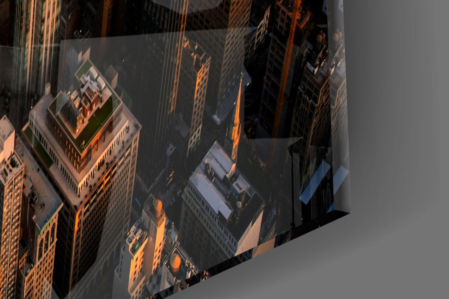 Golden Hour Aerial Tower View New York Glass Wall Art