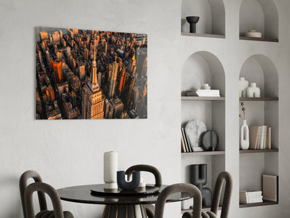 Golden Hour Aerial Tower View New York Glass Wall Art