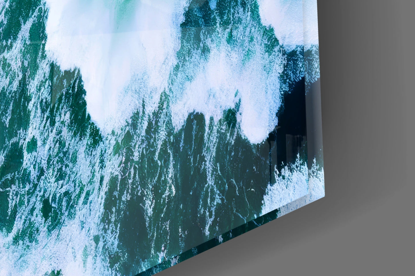 Emerald Ocean Waves Aerial Glass Wall Art