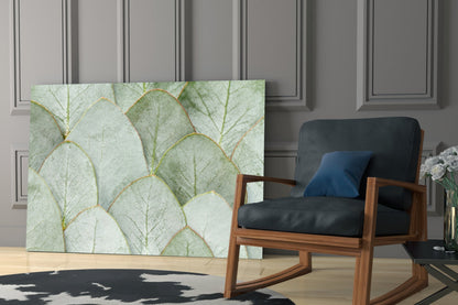 Sage Eucalyptus Leaf Layers Glass Wall Art