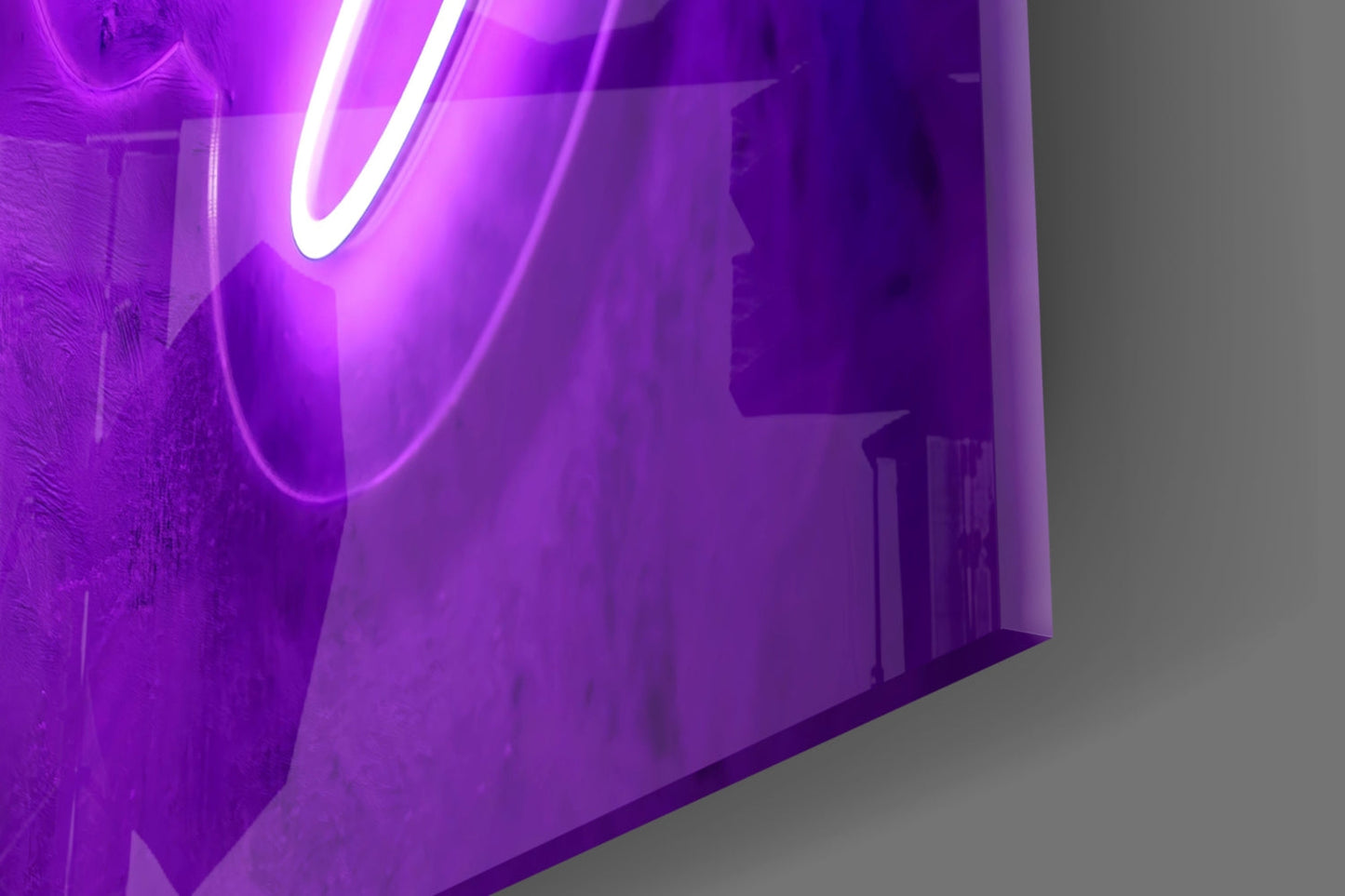 Violet Neon Party Sign Glass Wall Art