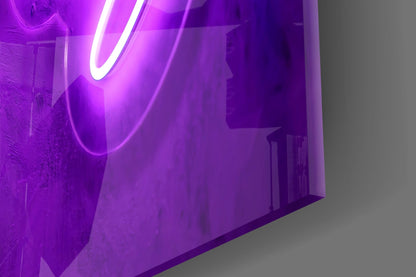 Violet Neon Party Sign Glass Wall Art