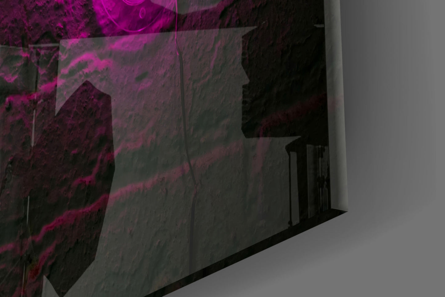 Pink Neon Lets Party Brick Glass Wall Art