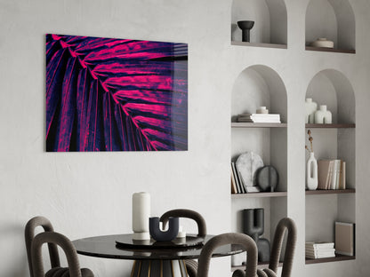 Neon Magenta Fan Palm Glass Wall Art