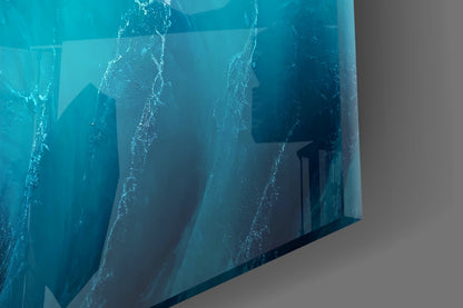 Deep Blue Crashing Waves Glass Wall Art