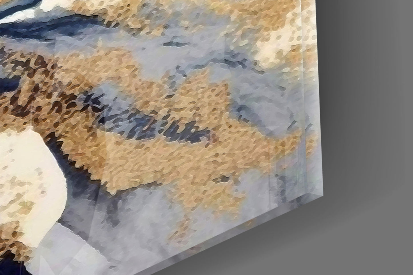 White Horse Navy Gold Marble Glass Wall Art