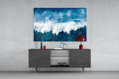 Foaming Wave Spray Glass Wall Art