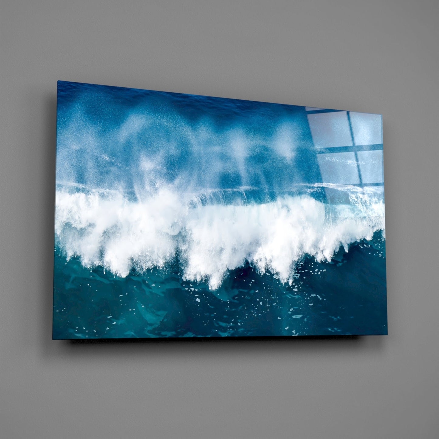 Foaming Wave Spray Glass Wall Art