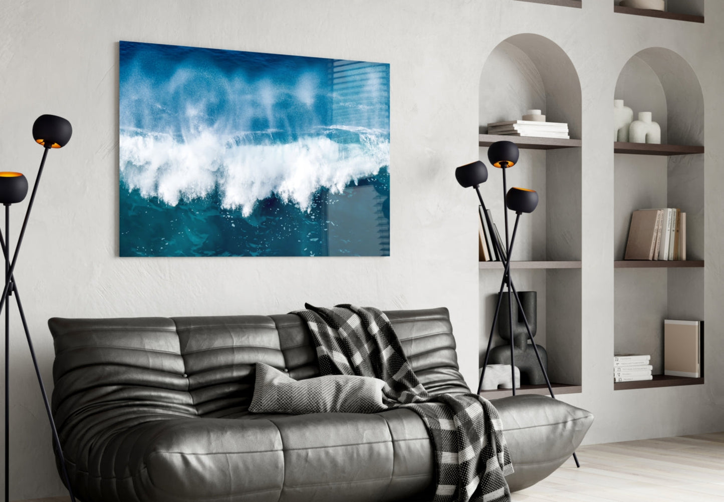 Foaming Wave Spray Glass Wall Art