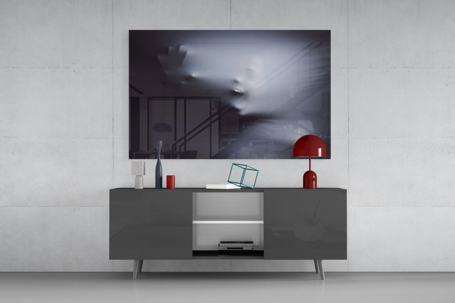 Ghostly Face Pressing Through Fabric Glass Wall Art