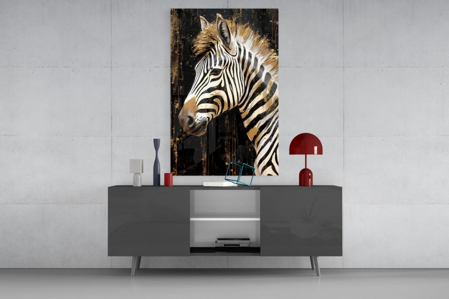 Golden Mane Zebra Glass Wall Art