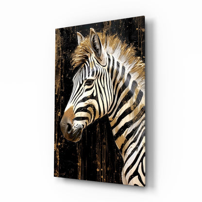 Golden Mane Zebra Glass Wall Art