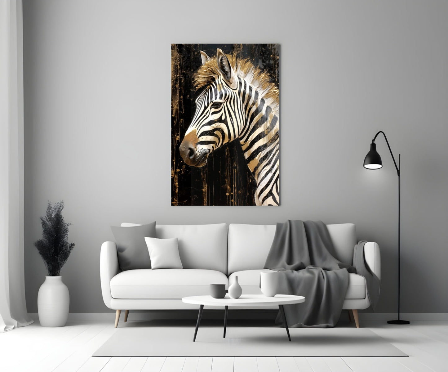 Golden Mane Zebra Glass Wall Art