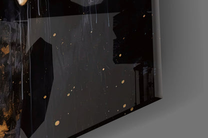 Gold Leaf Elephant Head Black Glass Wall Art