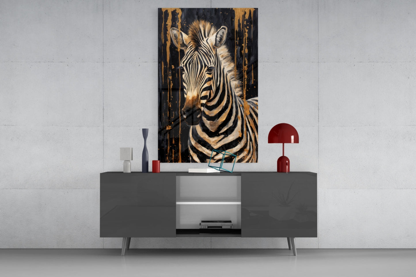 Gilded Front Zebra Glass Wall Art
