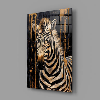 Gilded Front Zebra Glass Wall Art