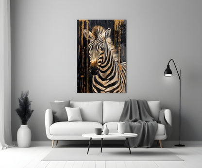 Gilded Front Zebra Glass Wall Art