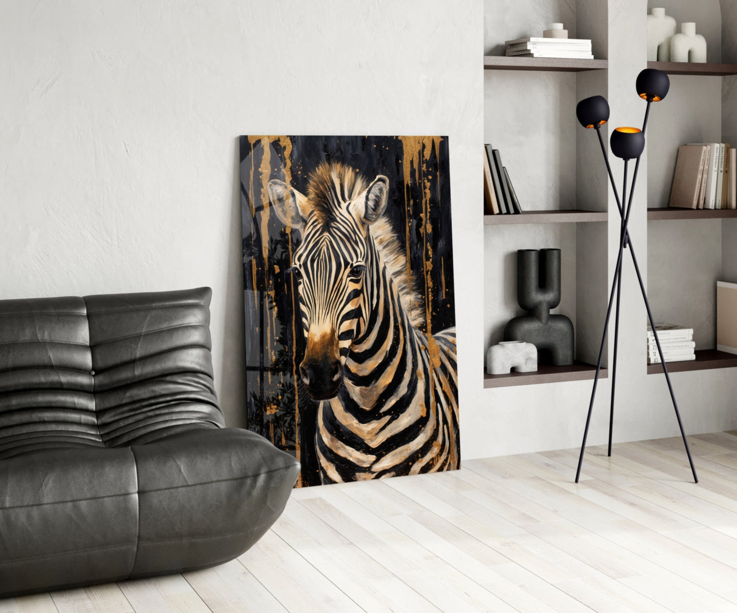 Gilded Front Zebra Glass Wall Art