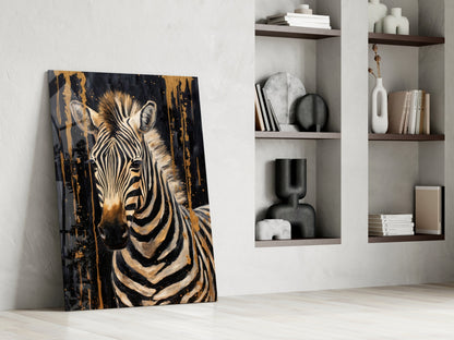 Gilded Front Zebra Glass Wall Art