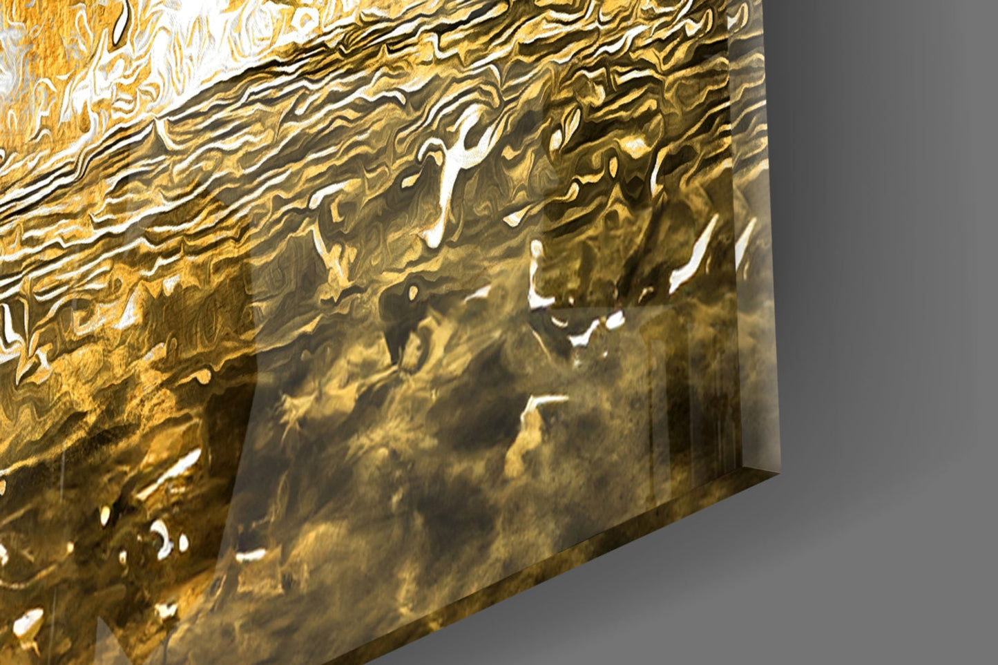 Running Horse Herd Golden Water Glass Wall Art